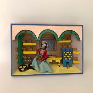 Frida Kahlo kitchen diorama. Mexican wall hanging decor.